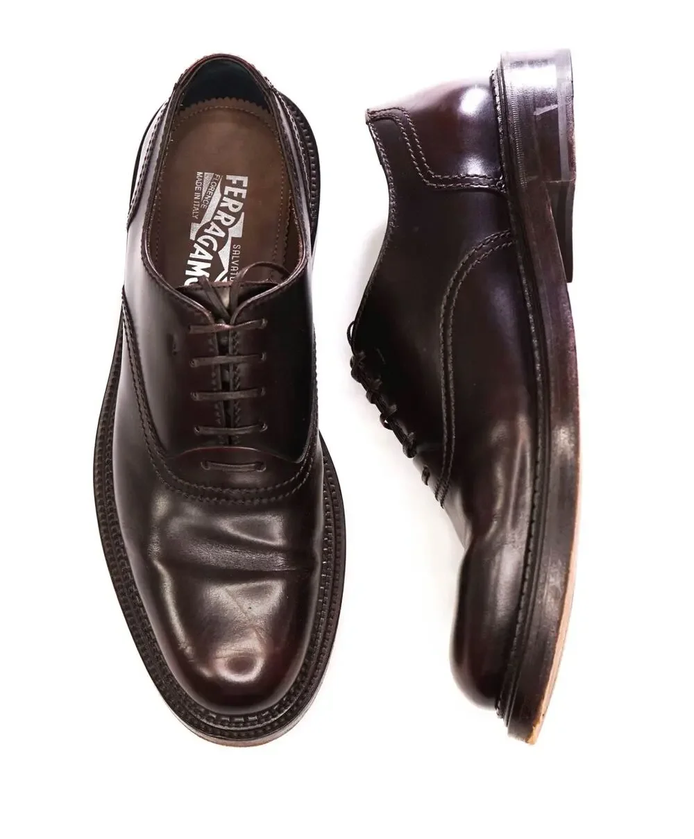 $1,095 FERRAGAMO - Brown Leather Oxfords - 9.5 D